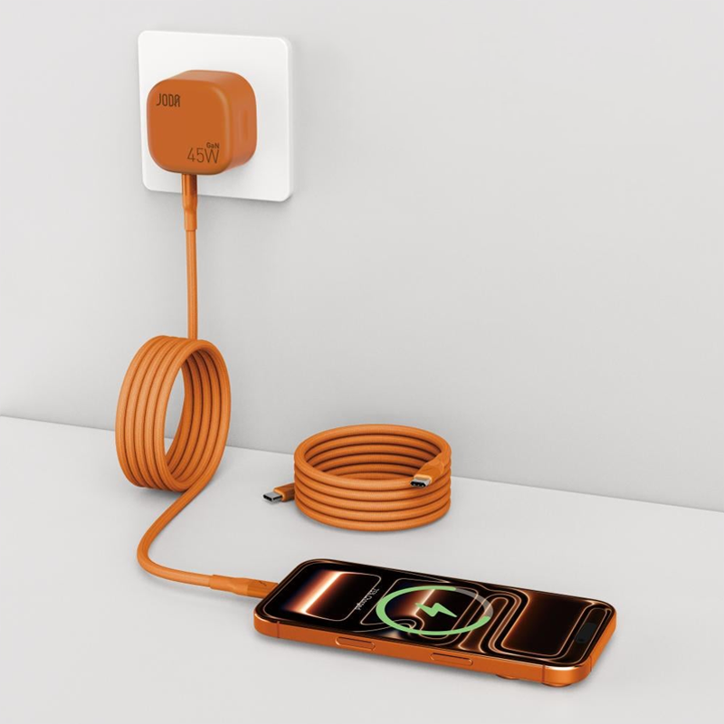 joda 60w usb-c to c charge &sync cable 1.2m orange
