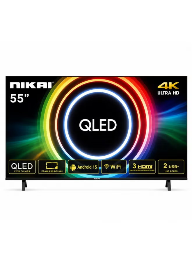 Nikai 55-Inch 4K Tizen QLED TV – 55QTZN4KKSLED1