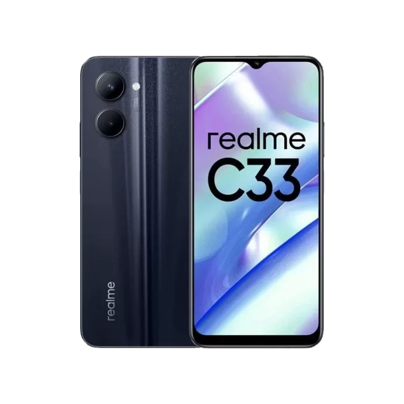 Realme C33 smartphone with 128GB storage – dual camera setup