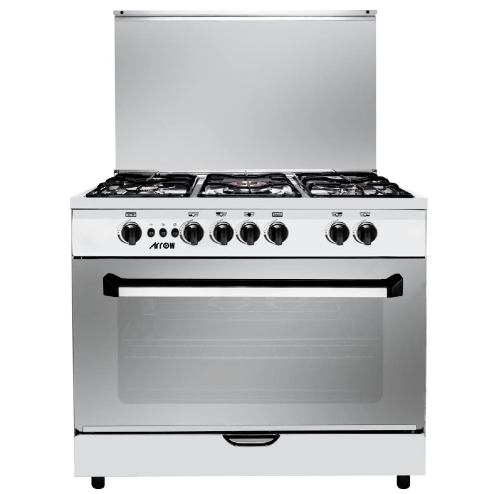 ARRO 5-Burner Gas Cooker, 60×90 cm, Silver – RO-9060GSF